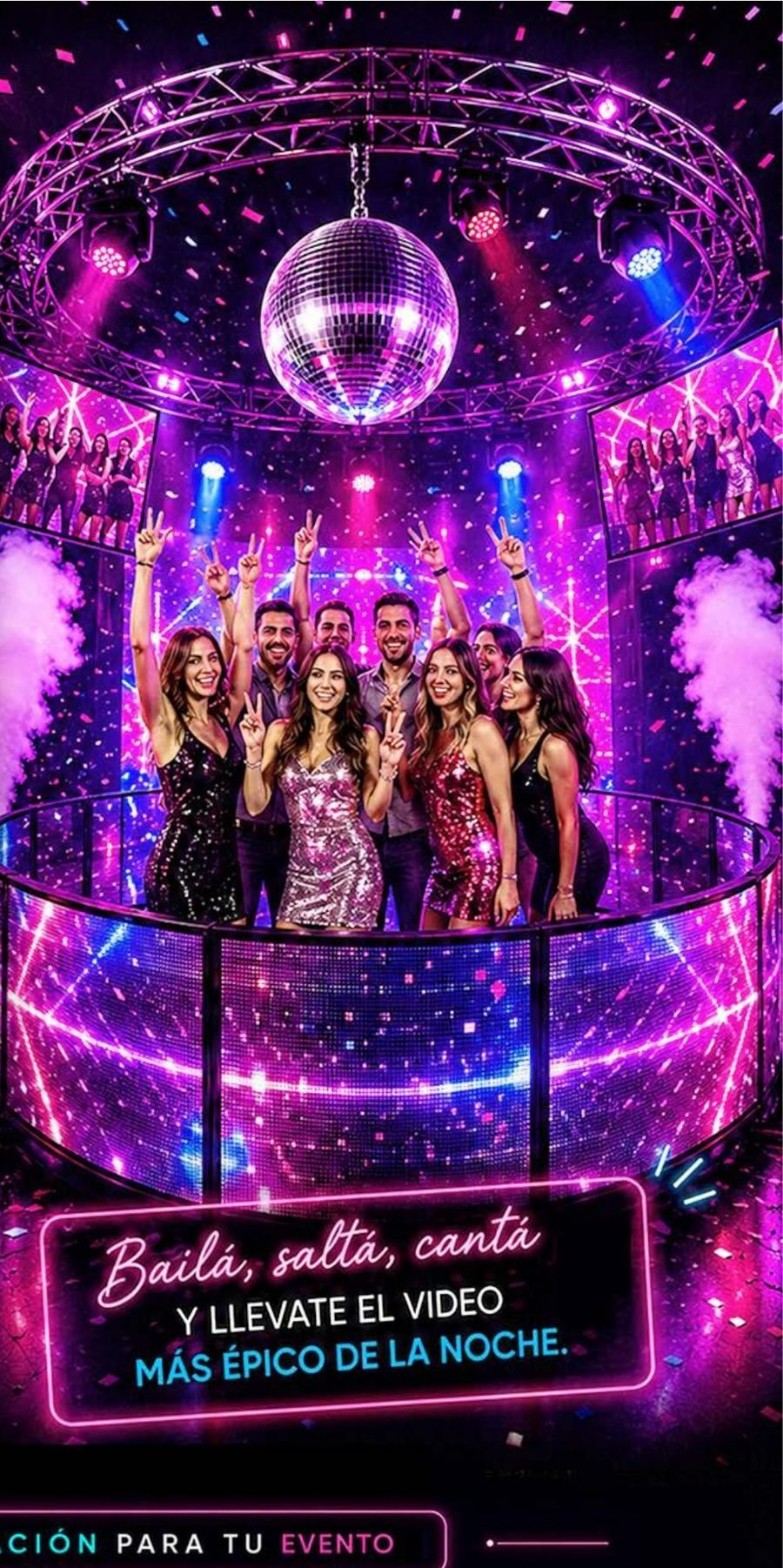 Disco 360 grados de Proyecto Confite en una fiesta